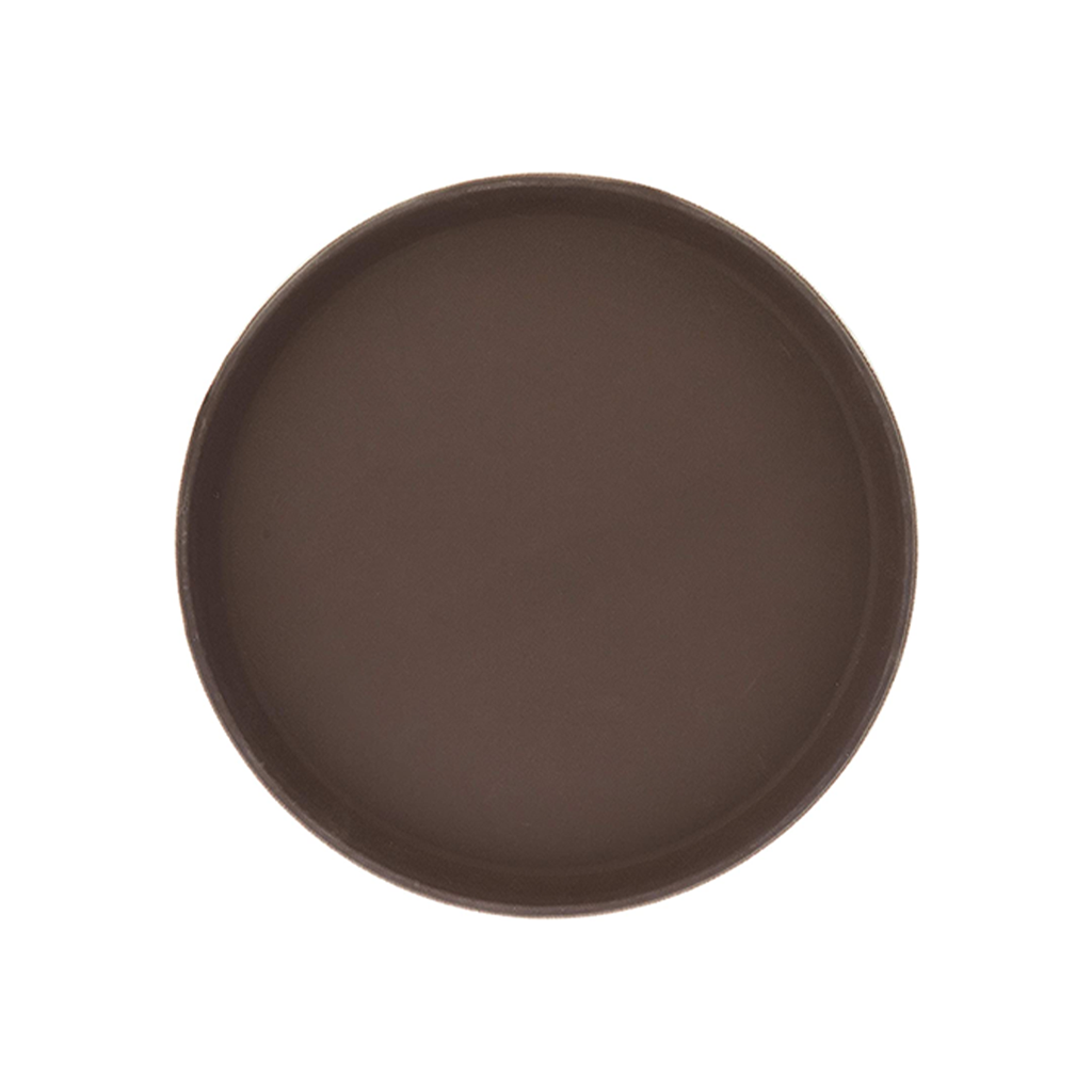 Vague Non Slip Plastic Slip Tray Round Brown 28 cm