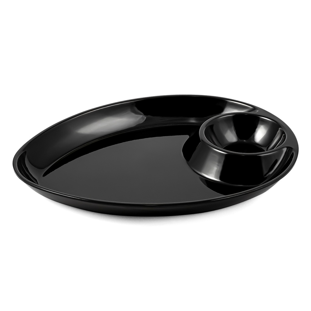 Vague Melamine Triangle Platter with Sauce Hole 30 cm