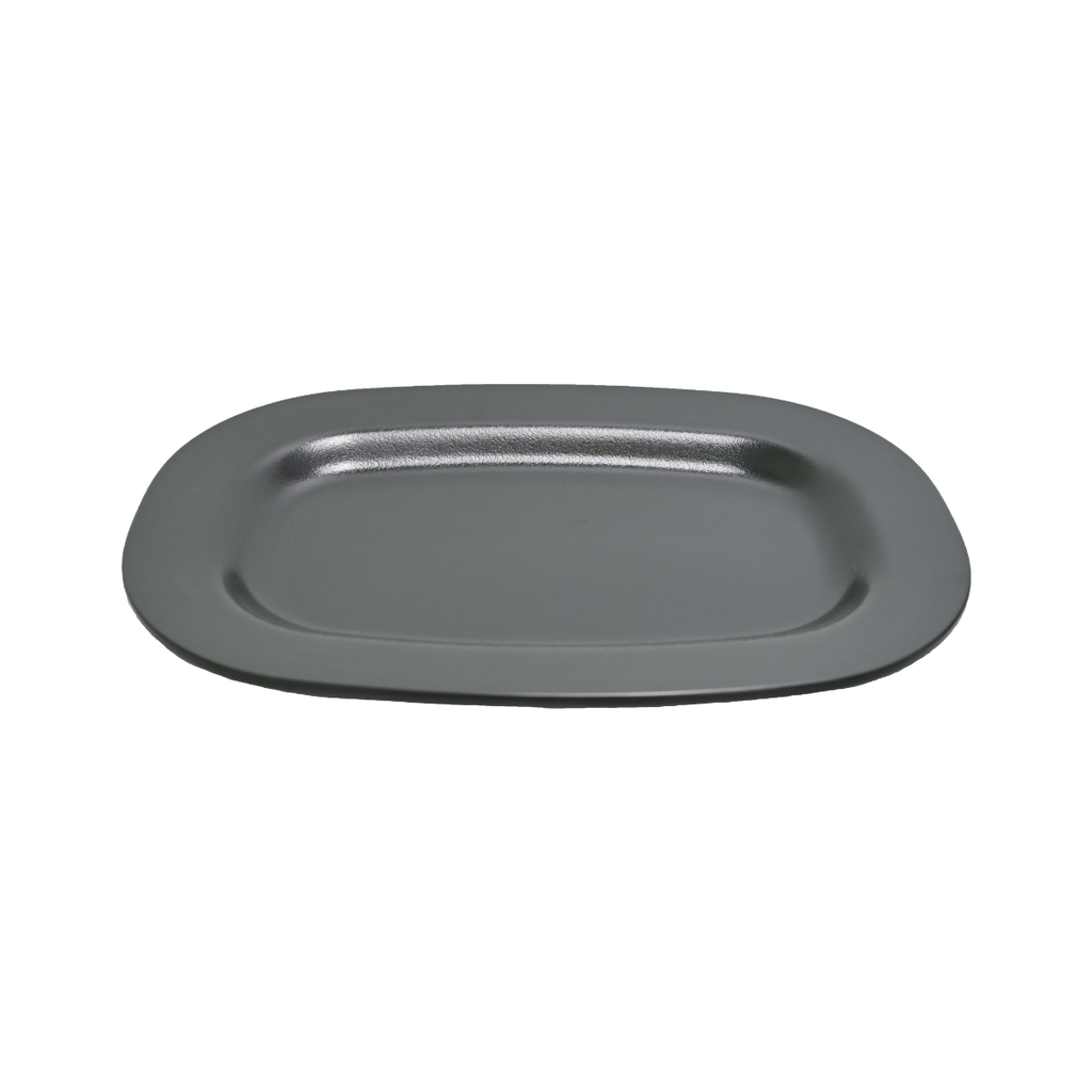 Vague Black Melamine Rectangle Oval Plate 16"