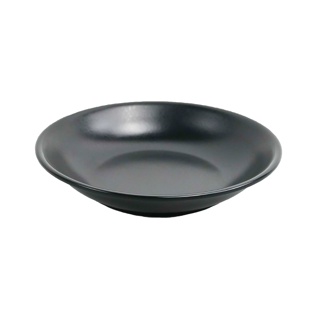 Vague Black Melamine Round Deep Plate 8"