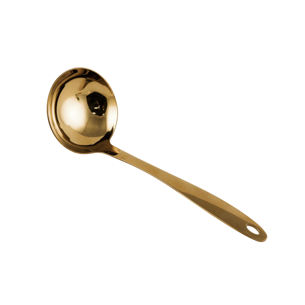 Vague Stainless Steel Gold Soup Ladle 24 cm