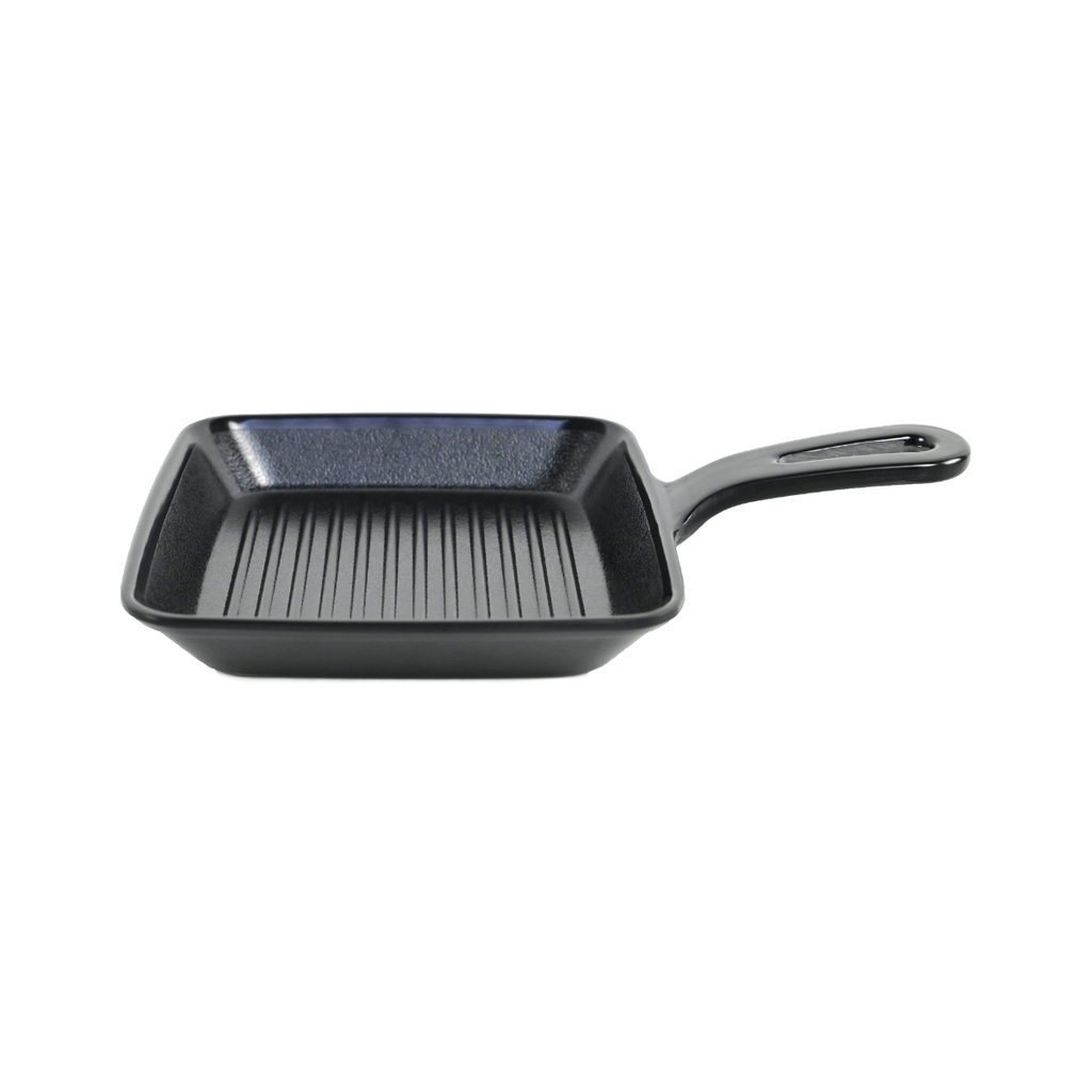 Vague Black Melamine Rectangle Plate With Handle 8.75'' x 5.5''