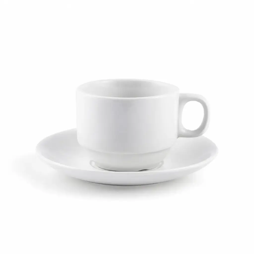 Porceletta Ivory Porcelain Coffee and Tea Cup & Saucer 80 ml
