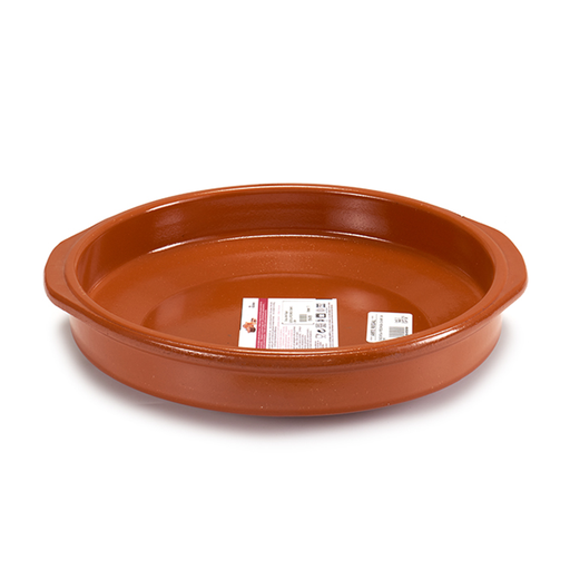 [32-030] Arte Regal Brown Clay Round Deep Plate with Handle 34 cm / 99499