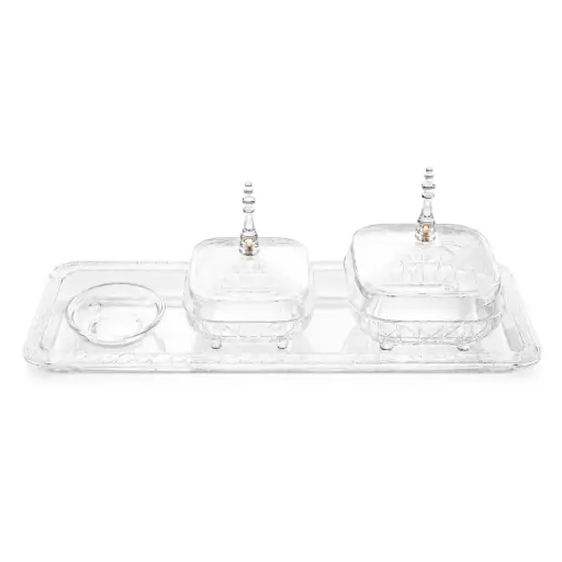 [02-1332] Vague Square Acrylic Date Bowls Set 42.5 x 15 cm