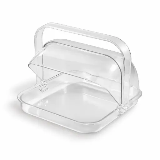 [02-1336] Vague Square Acrylic Candy Box With Handle 8"