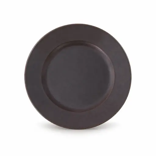 [08-040D3] Porceletta Rustic Black Reactive Glaze Porcelain Flat Plate 18 cm / 7"