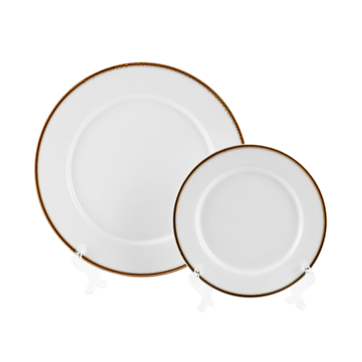 [08-042D1] Porceletta Ivory Mocha Porcelain Flat Plate 23.5 cm / 9"