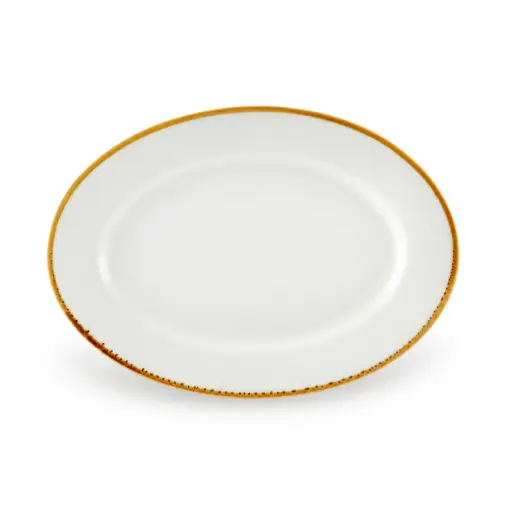 [08-052D1] Porceletta Ivory Mocha Porcelain Oval Plate 30 cm / 12"