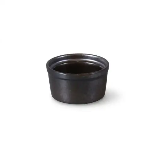 [08-070D3] Porceletta Rustic Black Reactive Glaze Porcelain Lined Ramekin 6.8 x 3.5 cm
