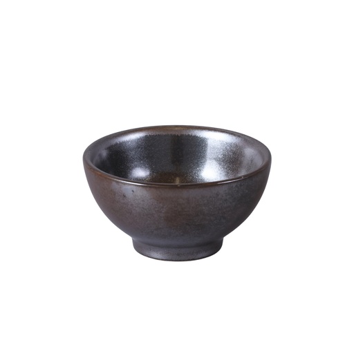 [08-080D3] Porceletta Rustic Black Reactive Glaze Porcelain Small Footed Bowl 8 cm