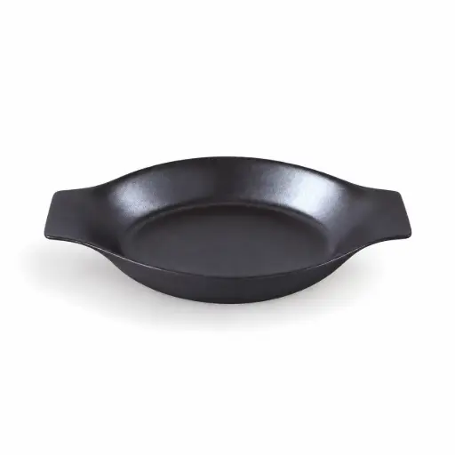 [08-135D3] طبق بيضاوي بورسلان 8.5"/ 21.5سم لون اسود 