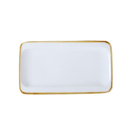 [08-1371D1] Porceletta Ivory Mocha Rectangle Tow Edge Rim Plate 13"