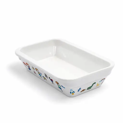 [08-1383KD] Porceletta Ivory Porcelain Kids Rectangular Deep Dish 14 cm