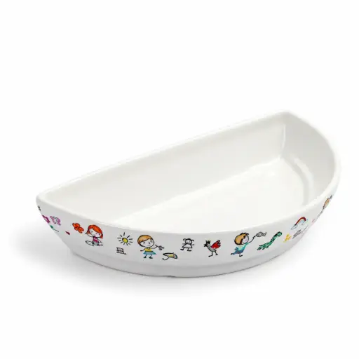 [08-1384KD] Porceletta Ivory Porcelain Kids Half Moon Dish 20 cm