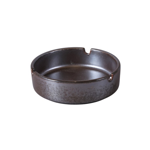 [08-139D3] Porceletta Rustic Black Reactive Glaze Porcelain Round Ashtray 4"