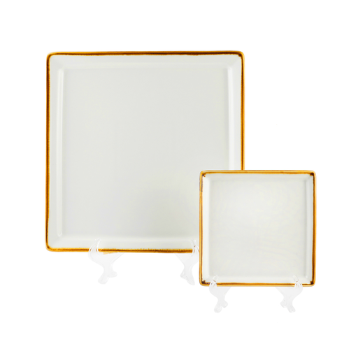 [08-1555D1] Porceletta Ivory Mocha Porcelain Square Plate 14 cm / 6"