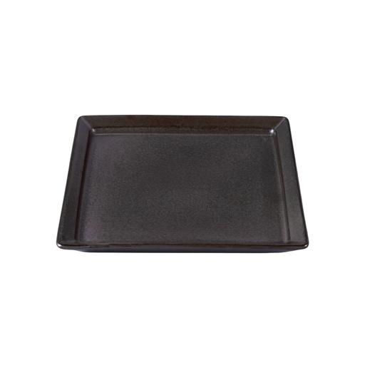 [08-1557D3] Porceletta Rustic Black Reactive Glaze Porcelain Square Plate 22 x 22 cm