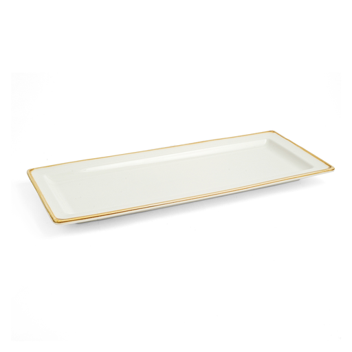 [08-1560D1] Porceletta Ivory Mocha Porcelain Rectangular Plate 29 cm / 12"