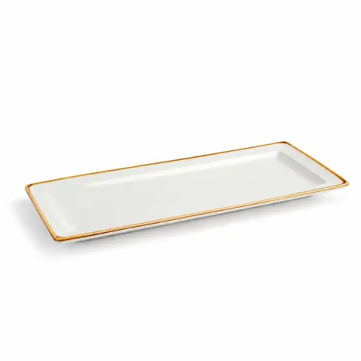 [08-1560D1] Porceletta Ivory Mocha Porcelain Rectangular Plate 29 cm / 12"