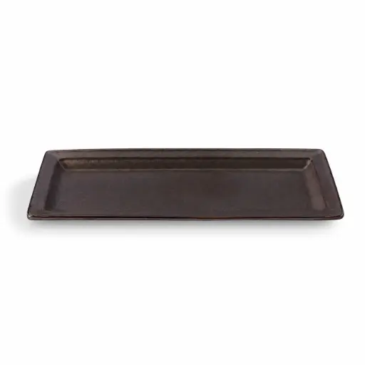 [08-1560D3] Porceletta Rustic Black Reactive Glaze Porcelain Rectangular Plate 29 x 12 cm