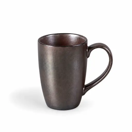 [08-158D3] Porceletta Rustic Black Reactive Glaze Porcelain Coffee Mug