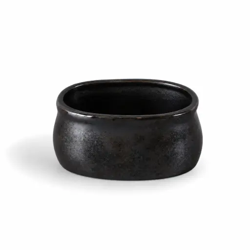 [08-159D3] Porceletta Rustic Black Reactive Glaze Porcelain Sugar Pot 4"