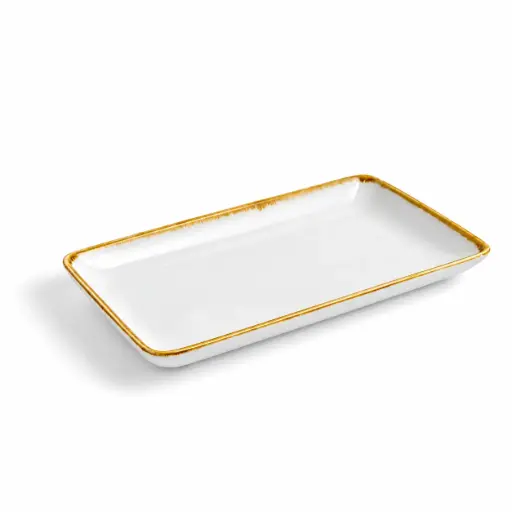 [08-1602D1] Porceletta Ivory Mocha Porcelain Rectangular Plate 9"