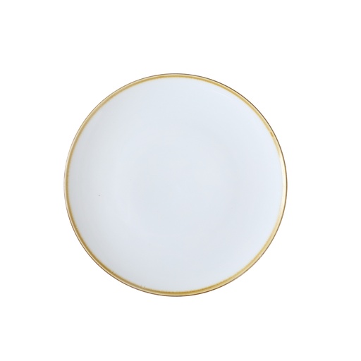 [08-1604D1] Porceletta Ivory Mocha Rimmed Thin Flat Plate 11"