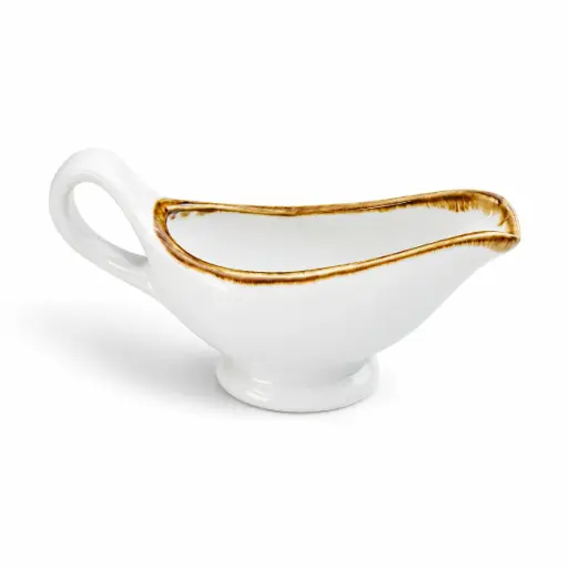 [08-160D1] Porceletta Ivory Mocha Porcelain Sauce Boat 15 cm / 6"