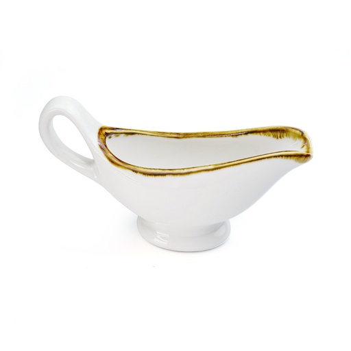 [08-160D1] Porceletta Ivory Mocha Porcelain Sauce Boat 15 cm / 6"