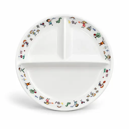 [08-214KD] Porceletta Ivory Porcelain Kids Divider Plate 9" 3 compartments