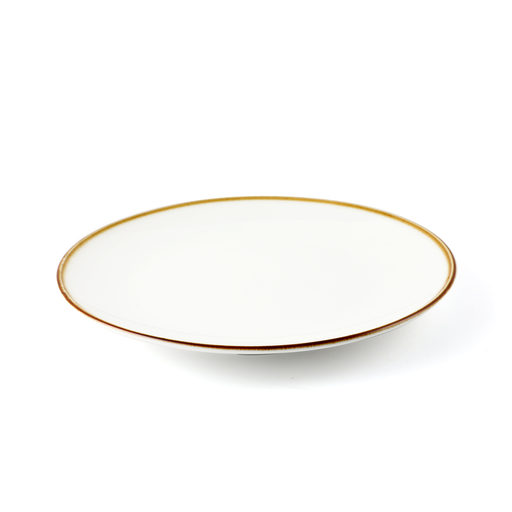 [08-319D1] Porceletta Ivory Mocha Porcelain Rimmed Thin Flat Plate 25 cm / 10"