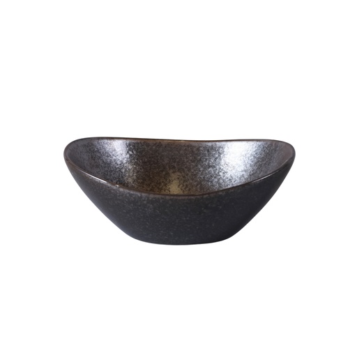 [08-371D3] Porceletta Rustic Black Reactive Glaze Porcelain 6" Bowl