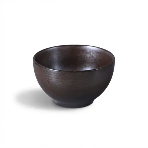 [08-505D3] Porceletta Rustic Black Reactive Glaze Porcelain Bowl 4.5"