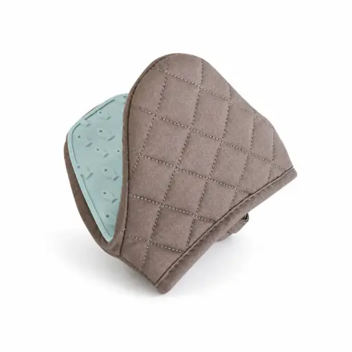 [01-232] Vague Silicone Oven Mitts Blue & Grey 14 cm x 14 cm