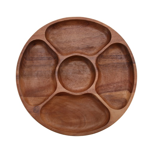 [01-309] Vague Round Wooden Fruit Tray 32 cm / 13"