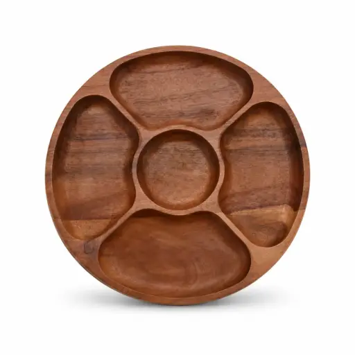 [01-309] Vague Round Wooden Fruit Tray 32 cm / 13"
