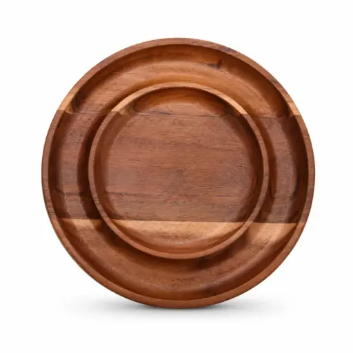 [01-310] Vague Round Wooden Fruit Tray 28 cm / 11"
