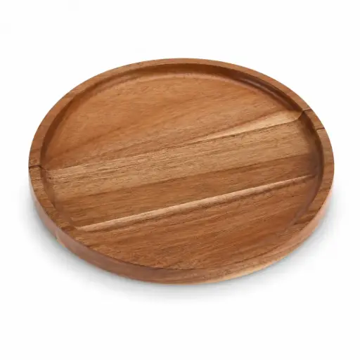 [01-322] Vague Round Wooden Tray 26 cm