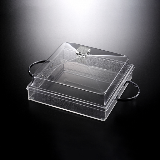 [02-1002] طقم تقديم أكريلك بمقابض فضية 29*29*5 سم