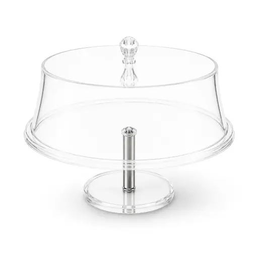 [02-150] Vague Acrylic Round Cake Stand with Cover 35 cm