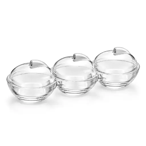 [02-343] Vague Acrylic Candy Bowls Set with Silver Cover