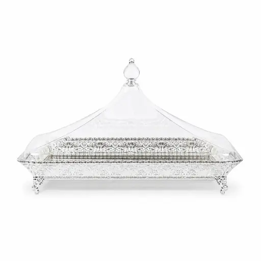 [02-493] Vague Silver Rectangular Classic Steel Cake Server 42.5 cm