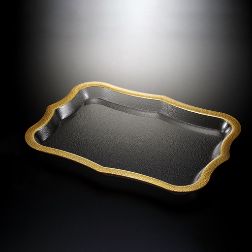[02-728] Vague Acrylic Traditional Tray Golden Rim 60 cm