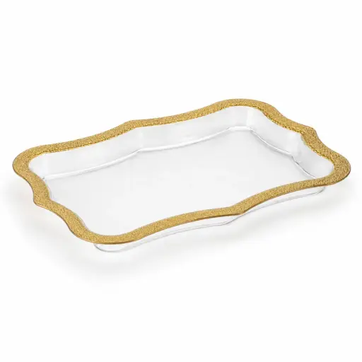 [02-730] Vague Acrylic Traditional Tray Golden Rim 50 cm