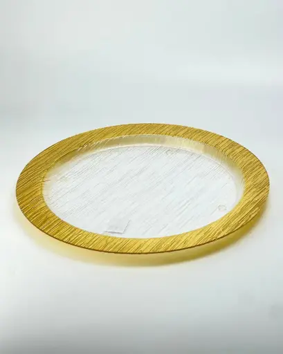 [02-847G] Vague Round Acrylic Serving Plate Bark Design 40 cm Taiwan