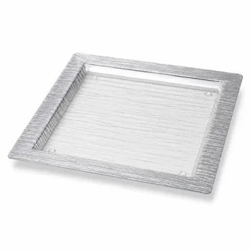 [02-850S] Vague Square Acrylic Serving Plate Bark Design 40 cm Taiwan