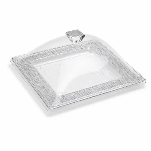 [02-854S] Vague Acrylic Square Serving Set Bark Silver 31 cm