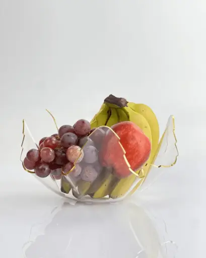 [02-906] Vague Acrylic Golden Fruit Bowl 35.5 cm